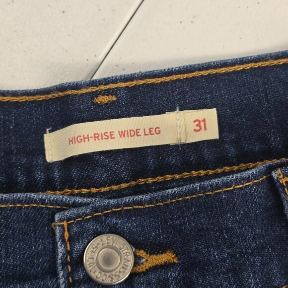 Levis high rise wide leg jeans size 31 blue denim womens 6672 - Picture 8 of 10